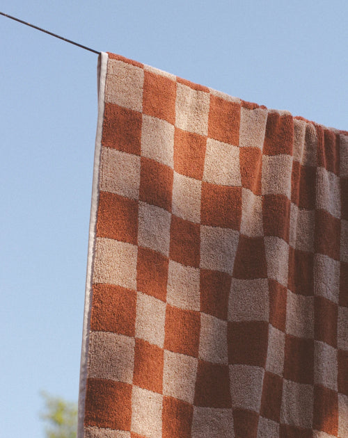 Bathhouse Check Organic Towel - Clay