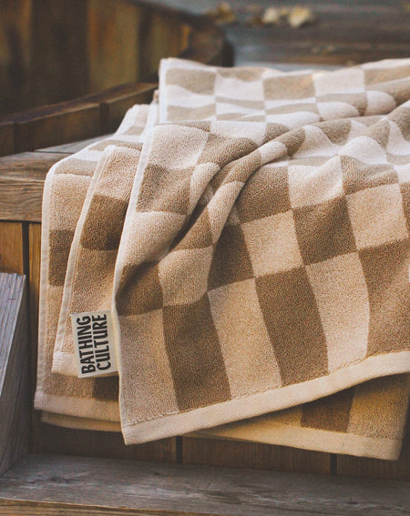 Bathhouse Check Organic Towel - Oak