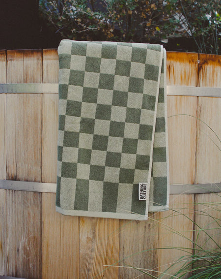 Bathhouse Check Organic Towel - Sage